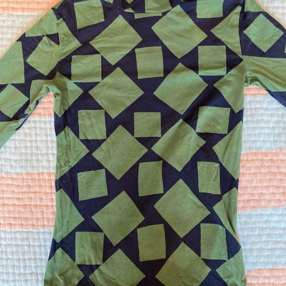Thinking Mu - Organic Cotton Turtleneck- Green/Blue - Geometric Print - XS - Picture 3 of 3